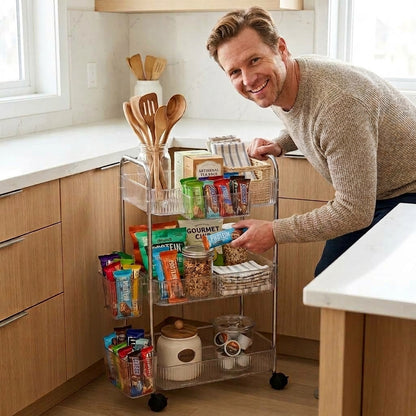 Desserte cuisine 3 niveaux 3 paniers papa retrouve snack avec sourire